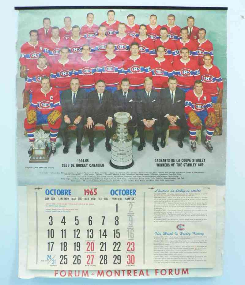 1965-66 MOLSON MONTREAL CANADIENS FULL CALENDAR photo