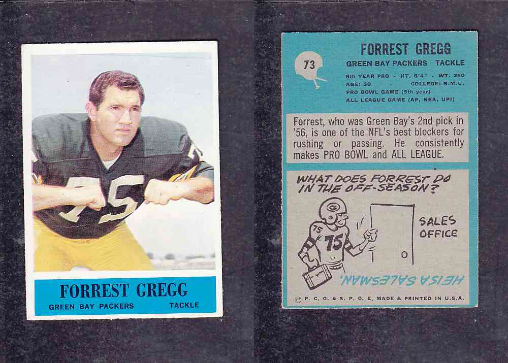 1965 NFL PHILADELPHIA FOOTBALL CARD #73 F. GREGG photo 1965 NFL PHILADELPHIA FOOTBALL CARD #73 F. GREGG photo