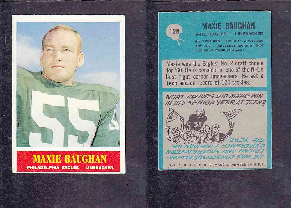 1965 NFL PHILADELPHIA FOOTBALL CARD #128 M. BAUGHAN photo 1965 NFL PHILADELPHIA FOOTBALL CARD #128 M. BAUGHAN photo