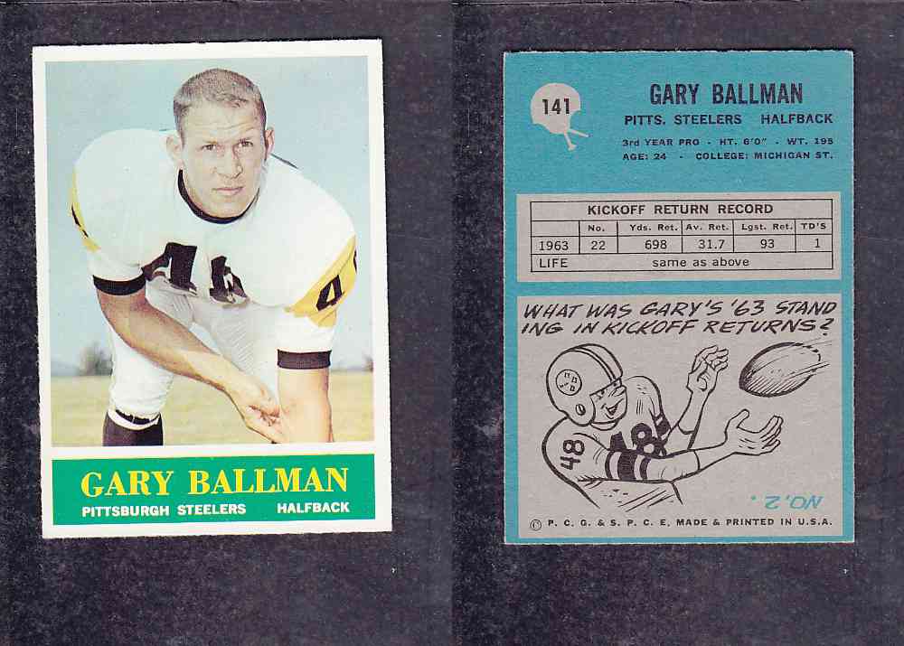 1965 NFL PHILADELPHIA FOOTBALL CARD #141 G. BALLMAN photo 1965 NFL PHILADELPHIA FOOTBALL CARD #141 G. BALLMAN photo