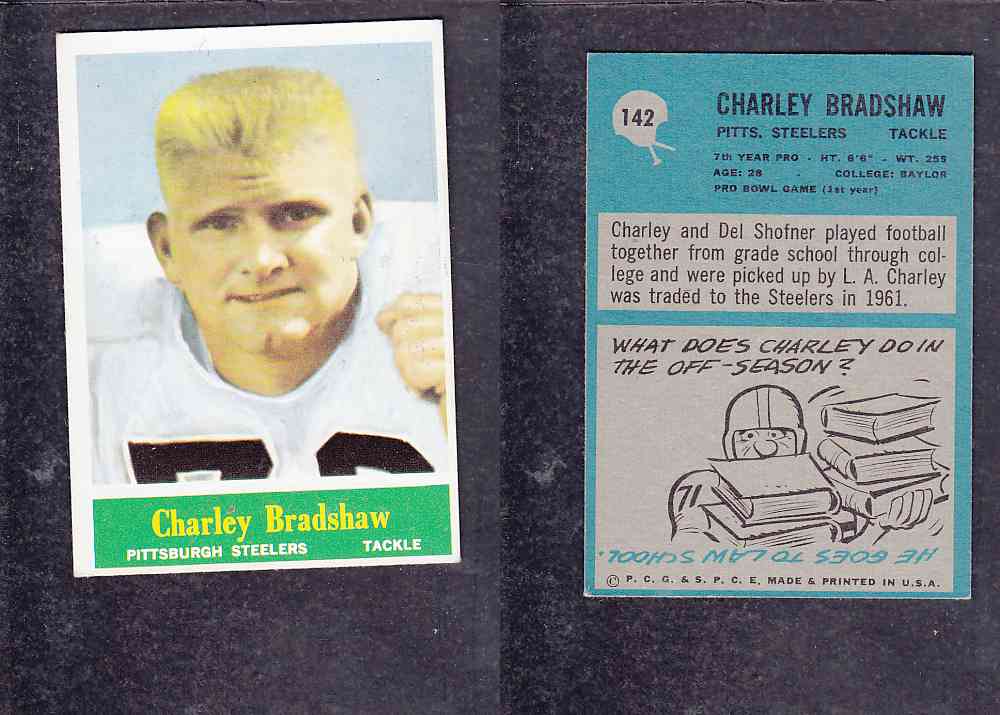 1965 NFL PHILADELPHIA FOOTBALL CARD #142 C. BRADSHAW photo 1965 NFL PHILADELPHIA FOOTBALL CARD #142 C. BRADSHAW photo