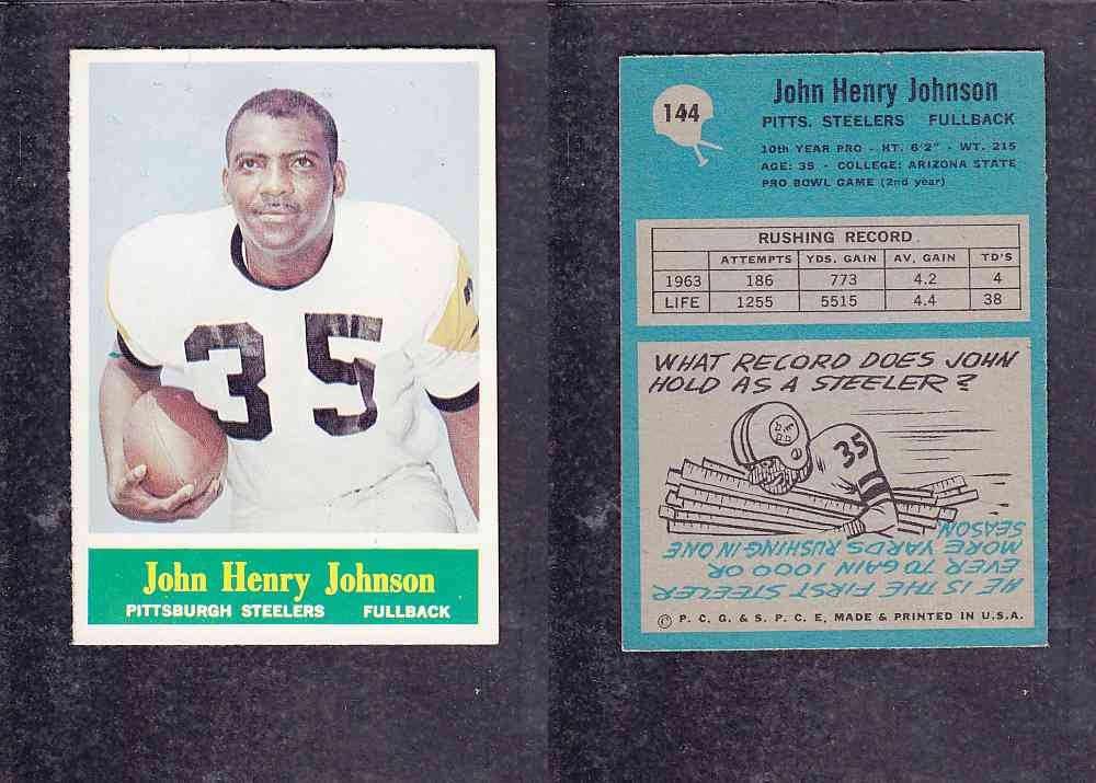 1965 NFL PHILADELPHIA FOOTBALL CARD #144 J. JOHNSON photo 1965 NFL PHILADELPHIA FOOTBALL CARD #144 J. JOHNSON photo