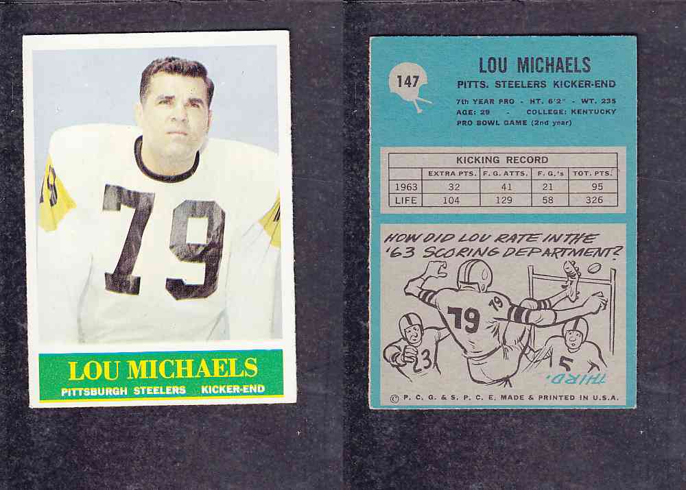 1965 NFL PHILADELPHIA FOOTBALL CARD #147 L. MICHAELS photo 1965 NFL PHILADELPHIA FOOTBALL CARD #147 L. MICHAELS photo