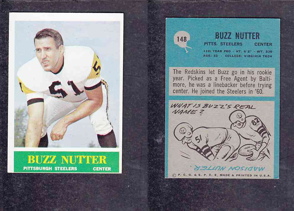 1965 NFL PHILADELPHIA FOOTBALL CARD #148 B. NUTTER photo 1965 NFL PHILADELPHIA FOOTBALL CARD #148 B. NUTTER photo