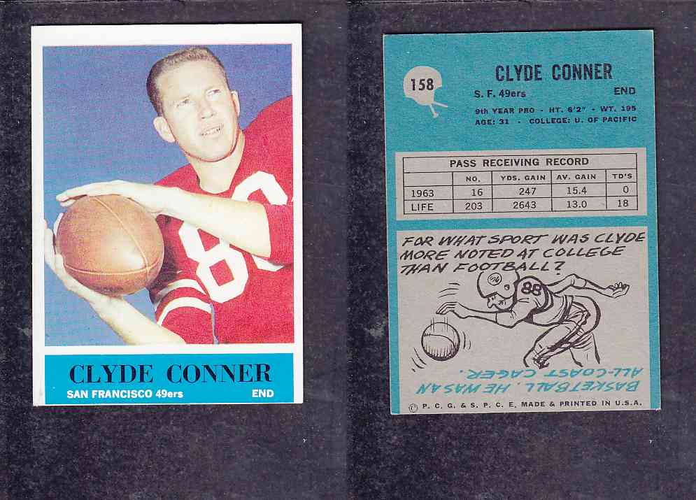 1965 NFL PHILADELPHIA FOOTBALL CARD #158 C. CONNER photo 1965 NFL PHILADELPHIA FOOTBALL CARD #158 C. CONNER photo