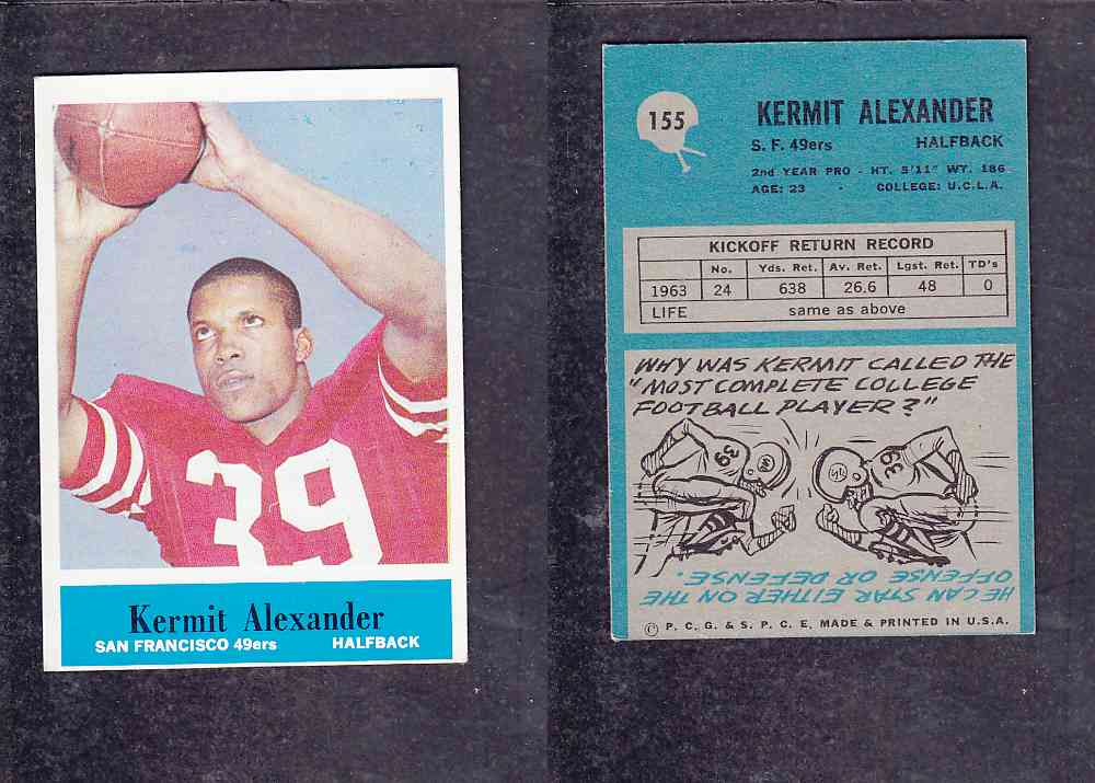 1965 NFL PHILADELPHIA FOOTBALL CARD #155 K. ALEXANDER photo 1965 NFL PHILADELPHIA FOOTBALL CARD #155 K. ALEXANDER photo