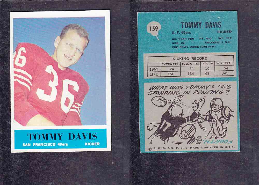 1965 NFL PHILADELPHIA FOOTBALL CARD #159 T. DAVIS photo 1965 NFL PHILADELPHIA FOOTBALL CARD #159 T. DAVIS photo