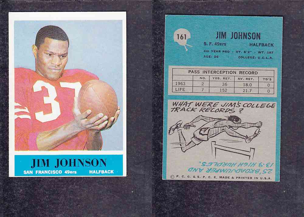 1965 NFL PHILADELPHIA FOOTBALL CARD #161 J. JOHNSON photo 1965 NFL PHILADELPHIA FOOTBALL CARD #161 J. JOHNSON photo