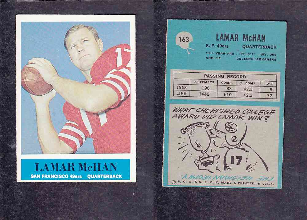 1965 NFL PHILADELPHIA FOOTBALL CARD #163 L. MCHAN photo 1965 NFL PHILADELPHIA FOOTBALL CARD #163 L. MCHAN photo
