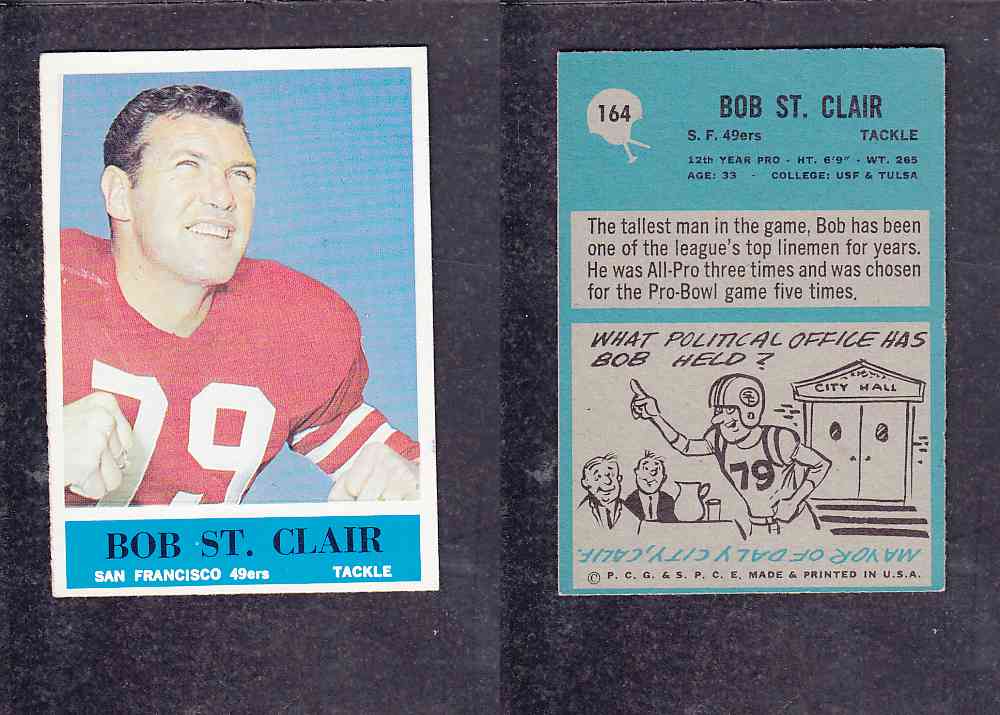 1965 NFL PHILADELPHIA FOOTBALL CARD #164 B. ST.CLAIR photo 1965 NFL PHILADELPHIA FOOTBALL CARD #164 B. ST.CLAIR photo