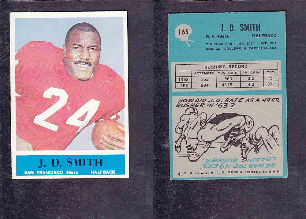 1965 NFL PHILADELPHIA FOOTBALL CARD #165 J. SMITH photo 1965 NFL PHILADELPHIA FOOTBALL CARD #165 J. SMITH photo