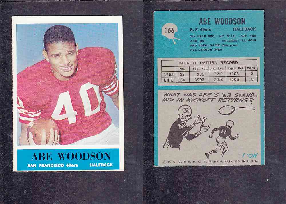 1965 NFL PHILADELPHIA FOOTBALL CARD #166 A. WOODSON photo 1965 NFL PHILADELPHIA FOOTBALL CARD #166 A. WOODSON photo