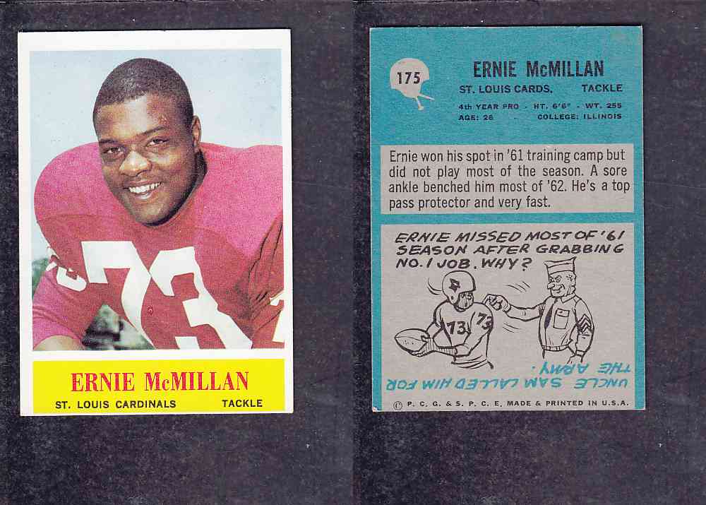 1965 NFL PHILADELPHIA FOOTBALL CARD #175 E. MCMILLAN photo 1965 NFL PHILADELPHIA FOOTBALL CARD #175 E. MCMILLAN photo
