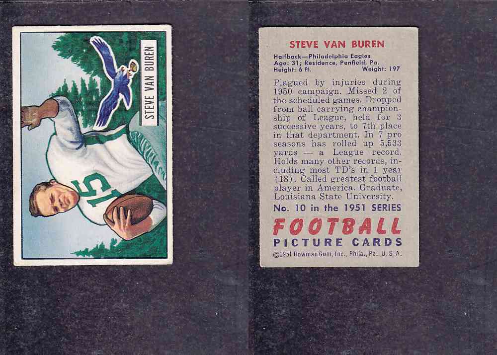 1951 NFL BOWMAN FOOTBALL CARD #10 S. VAN BUREN photo