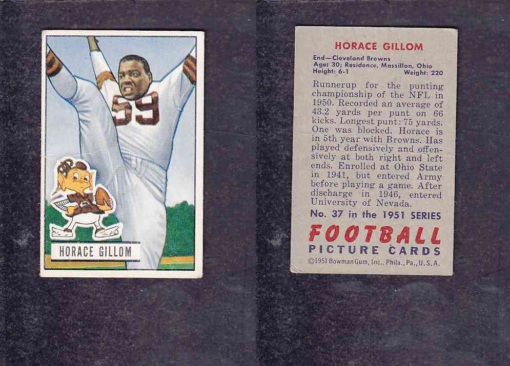 1951 NFL BOWMAN FOOTBALL CARD #37 H. GILLOM photo 1951 NFL BOWMAN FOOTBALL CARD #37 H. GILLOM photo