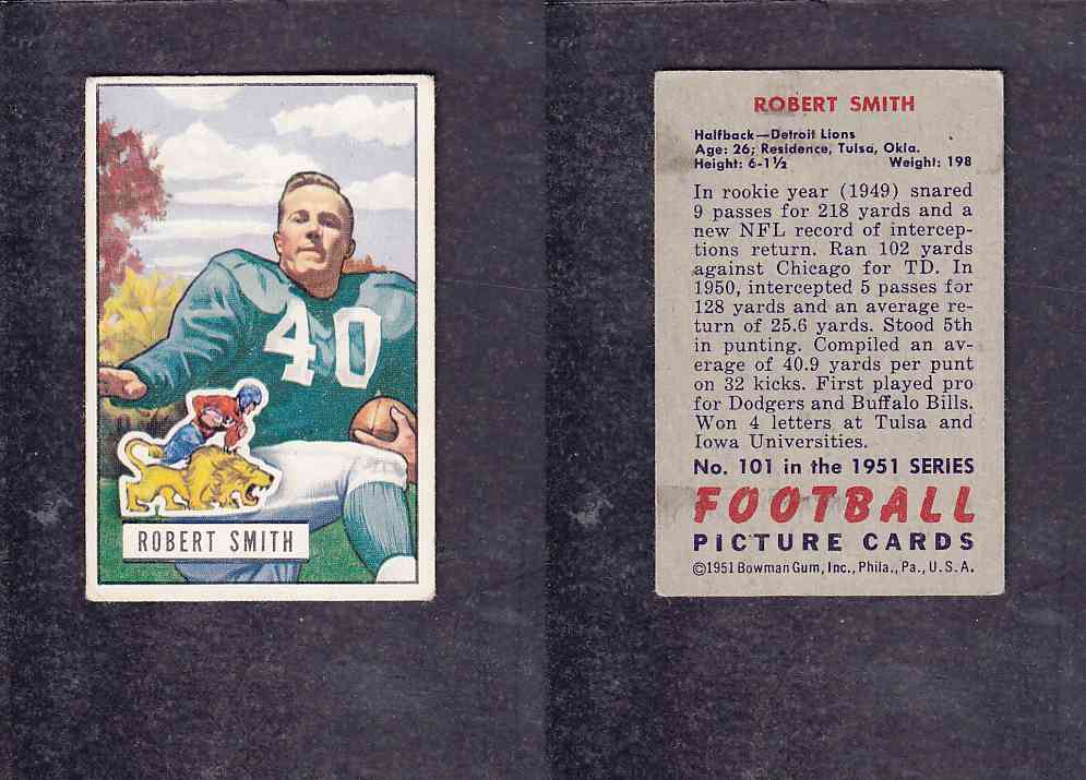 1951 NFL BOWMAN FOOTBALL CARD #101 R. SMITH photo