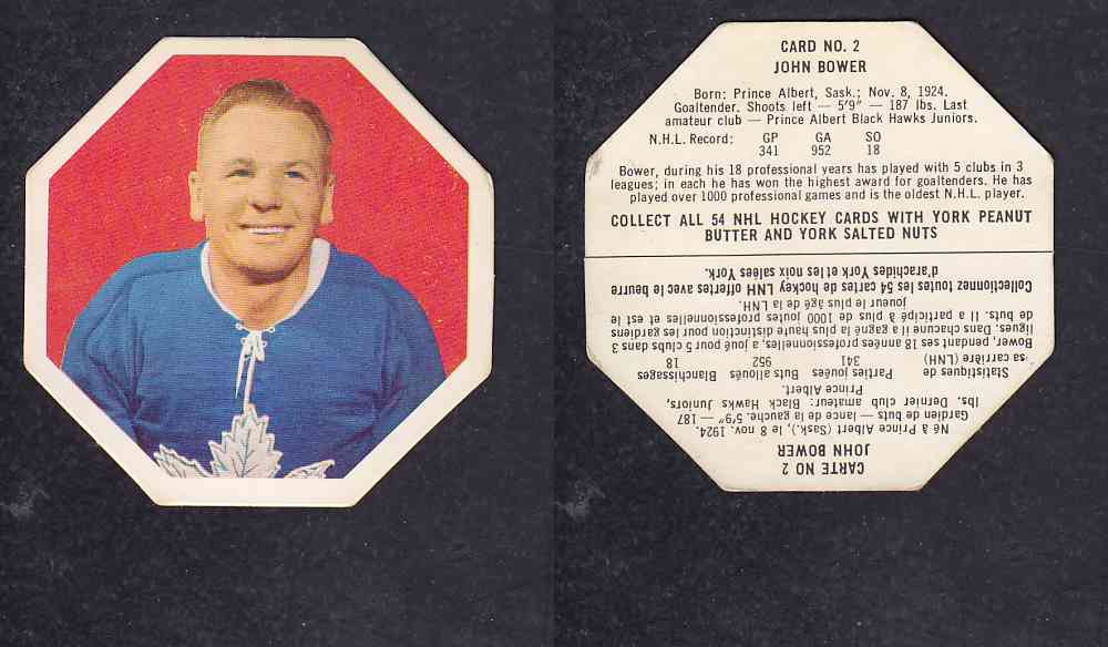 1963-64 YORK HOCKEY CARD #2 J.BOWER photo 1963-64 YORK HOCKEY CARD #2 J.BOWER photo