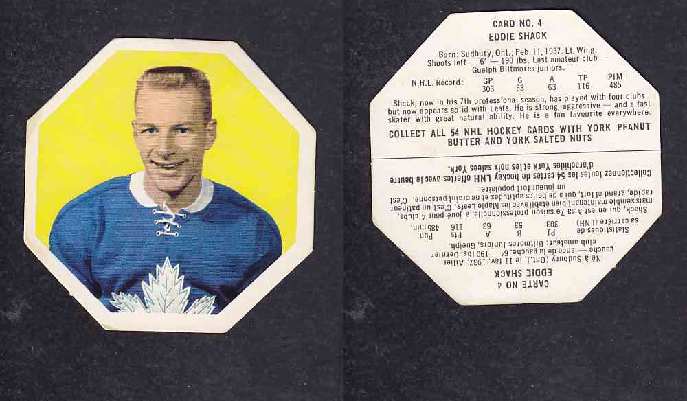1963-64 YORK HOCKEY CARD #4 E.SHACK photo 1963-64 YORK HOCKEY CARD #4 E.SHACK photo