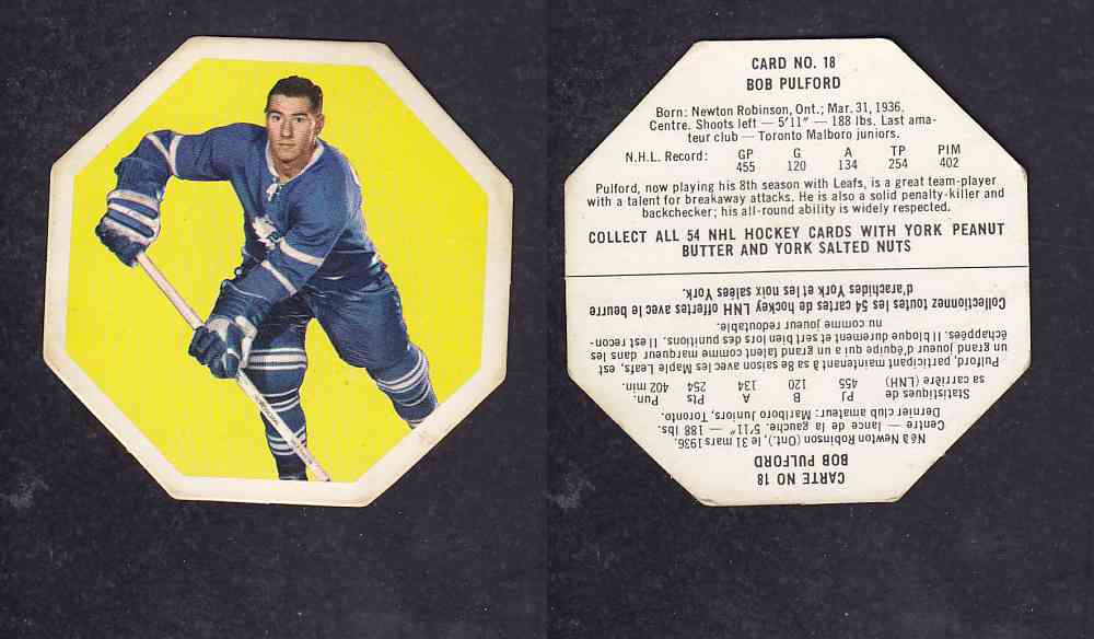 1963-64 YORK HOCKEY CARD #18 B.PULFORD photo 1963-64 YORK HOCKEY CARD #18 B.PULFORD photo