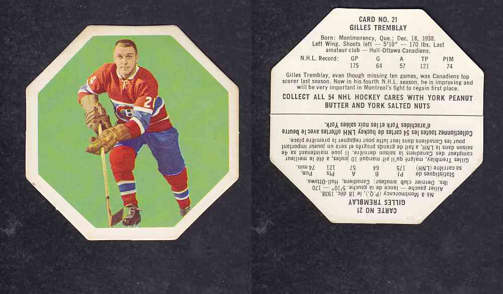 1963-64 YORK HOCKEY CARD #21 G.TREMLAY photo 1963-64 YORK HOCKEY CARD #21 G.TREMLAY photo