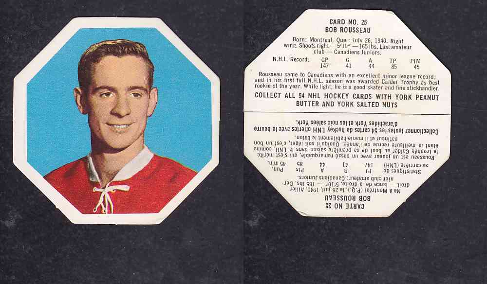 1963-64 YORK HOCKEY CARD #25 B.ROUSSEAU photo 1963-64 YORK HOCKEY CARD #25 B.ROUSSEAU photo