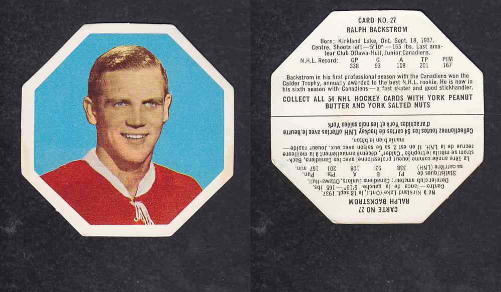1963-64 YORK HOCKEY CARD #27 R.BACKSTROM photo 1963-64 YORK HOCKEY CARD #27 R.BACKSTROM photo