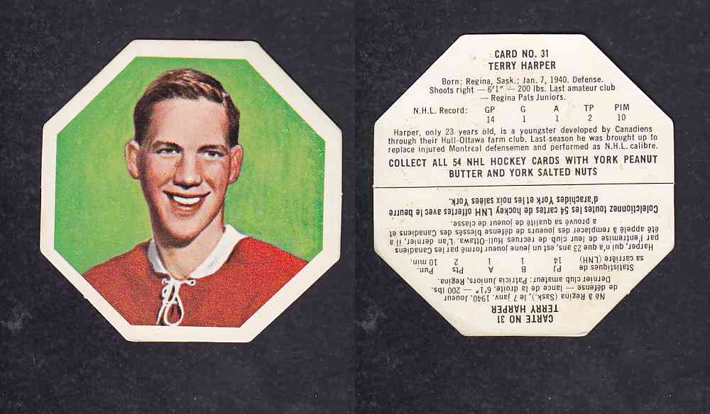 1963-64 YORK HOCKEY CARD #31 T.HARPER photo 1963-64 YORK HOCKEY CARD #31 T.HARPER photo