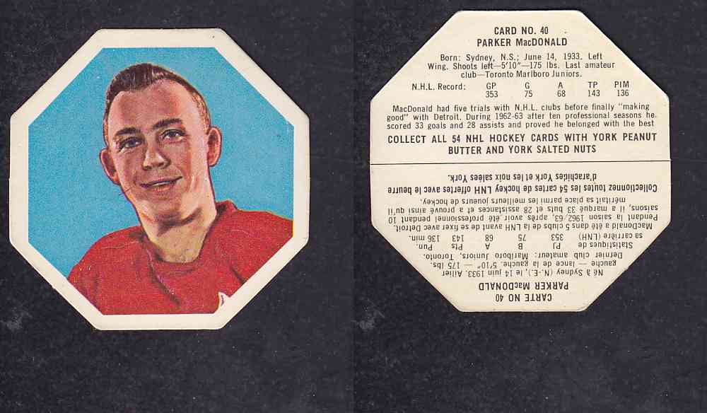 1963-64 YORK HOCKEY CARD #40 P.MACDONALD photo 1963-64 YORK HOCKEY CARD #40 P.MACDONALD photo