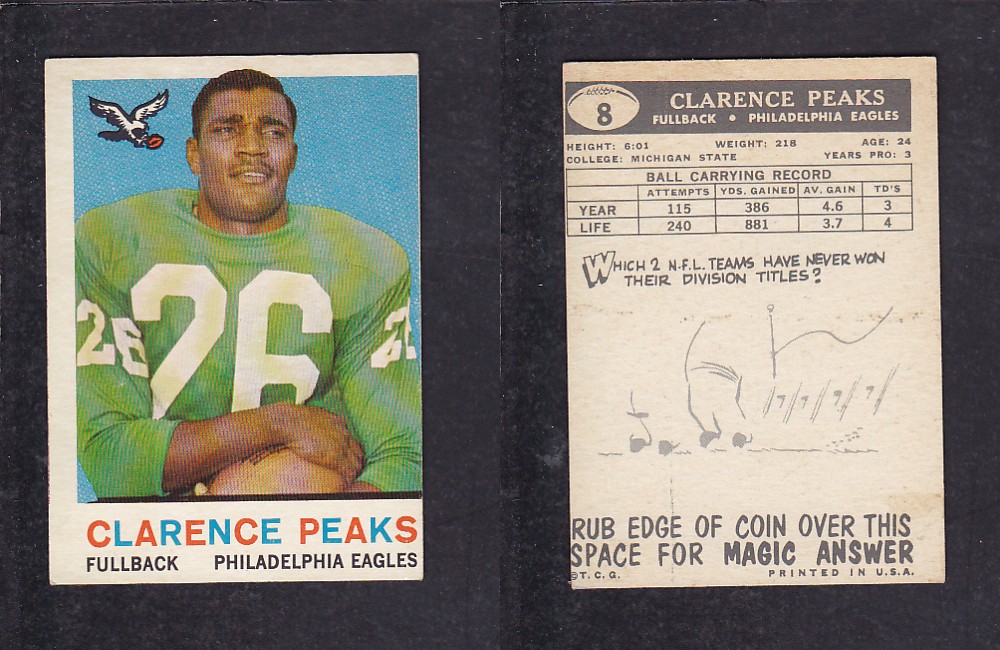 1959 NFL TOPPS FOOTBALL CARD #8 C. PEAKS photo 1959 NFL TOPPS FOOTBALL CARD #8 C. PEAKS photo