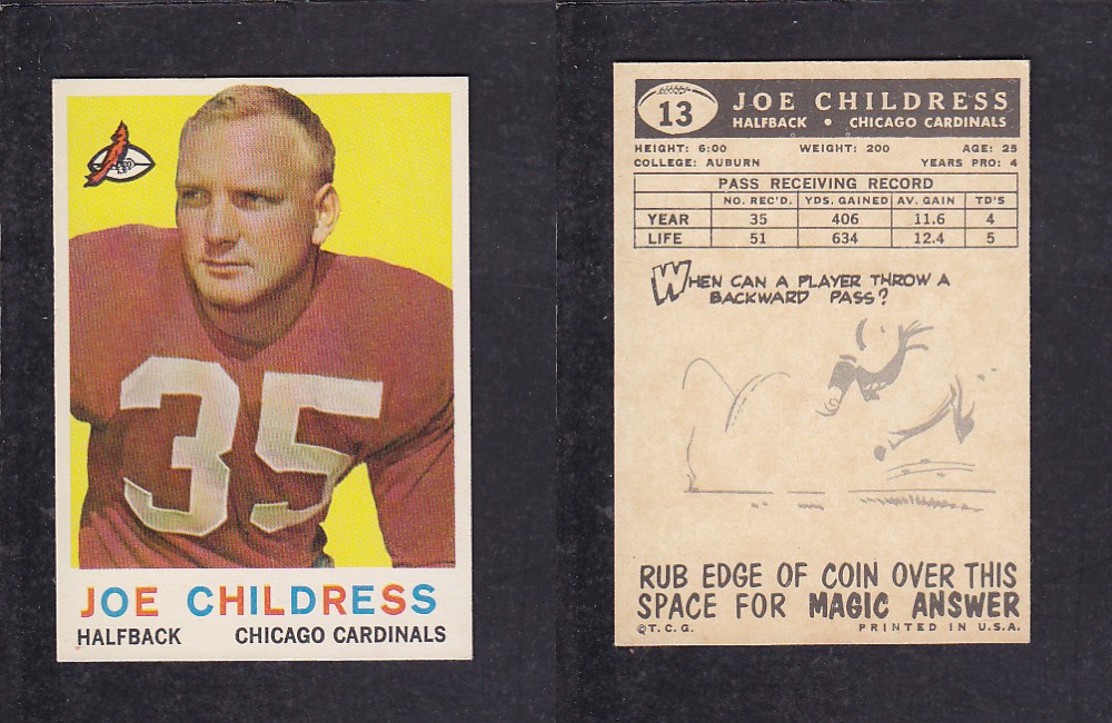 1959 NFL TOPPS FOOTBALL CARD #13 J. CHILDRESS photo 1959 NFL TOPPS FOOTBALL CARD #13 J. CHILDRESS photo