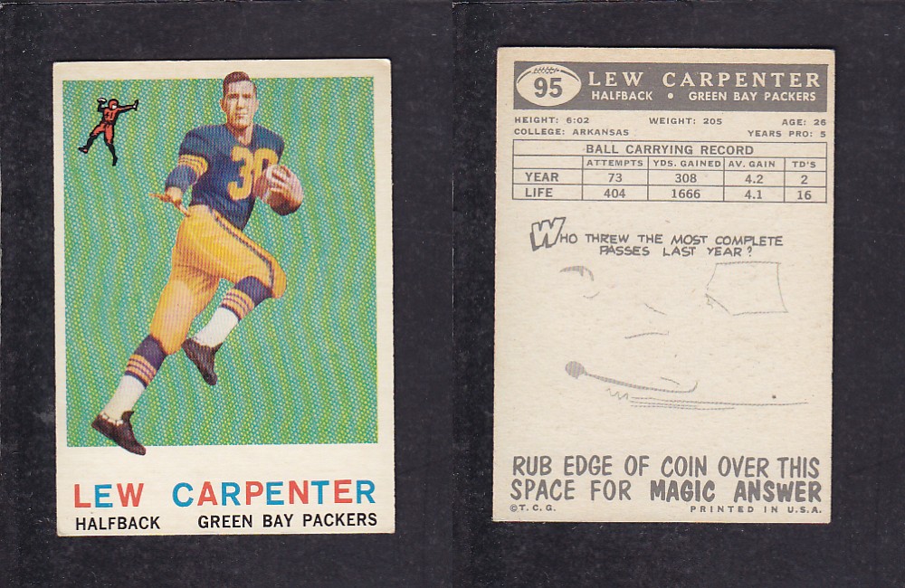 1959 NFL TOPPS FOOTBALL CARD #95 L. CARPENTER photo 1959 NFL TOPPS FOOTBALL CARD #95 L. CARPENTER photo