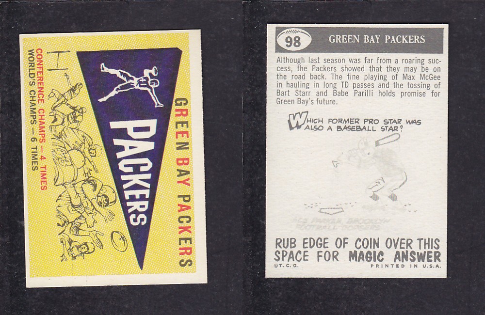 1959 NFL TOPPS FOOTBALL CARD #98 GREEN BAY PACKERS photo 1959 NFL TOPPS FOOTBALL CARD #98 GREEN BAY PACKERS photo