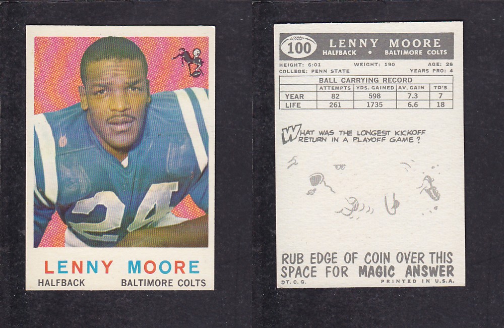 1959 NFL TOPPS FOOTBALL CARD #100 L. MOORE photo 1959 NFL TOPPS FOOTBALL CARD #100 L. MOORE photo