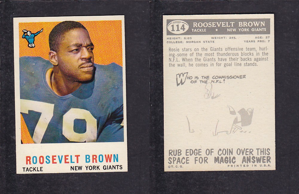 1959 NFL TOPPS FOOTBALL CARD #114 R. BROWN photo 1959 NFL TOPPS FOOTBALL CARD #114 R. BROWN photo