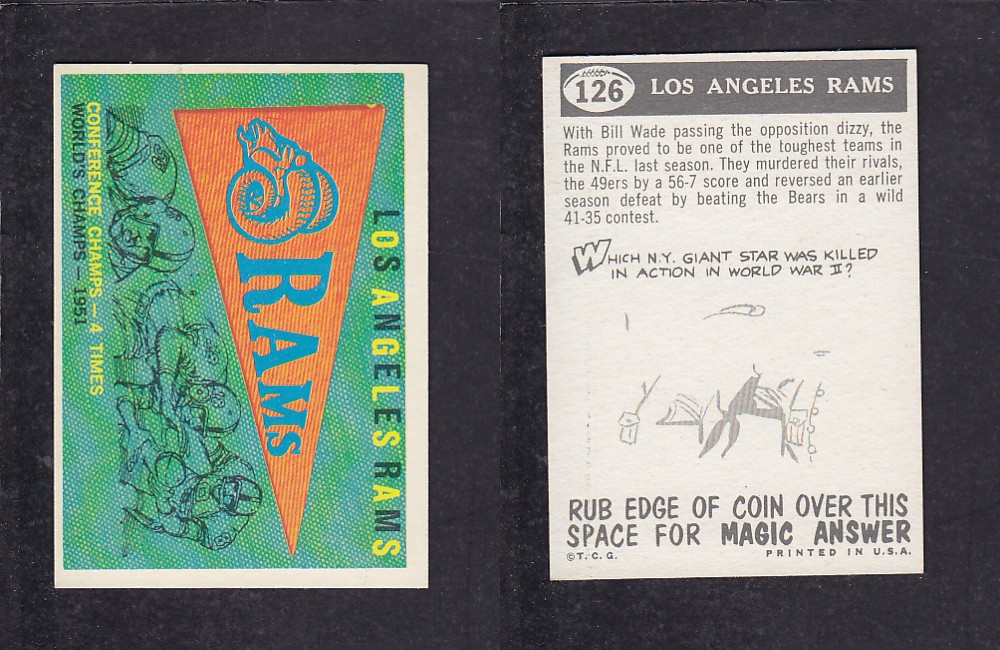 1959 NFL TOPPS FOOTBALL CARD #126 LOS ANGELES RAMS photo 1959 NFL TOPPS FOOTBALL CARD #126 LOS ANGELES RAMS photo