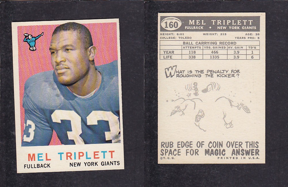1959 NFL TOPPS FOOTBALL CARD #160 M. TRIPLETT photo 1959 NFL TOPPS FOOTBALL CARD #160 M. TRIPLETT photo