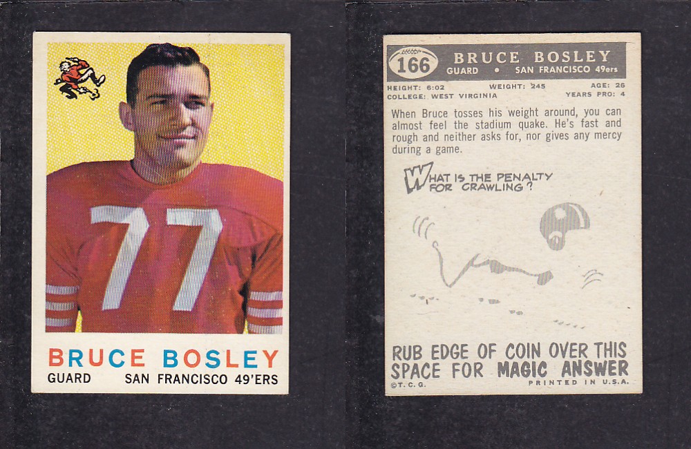 1959 NFL TOPPS FOOTBALL CARD #166 B. BOSLEY photo 1959 NFL TOPPS FOOTBALL CARD #166 B. BOSLEY photo