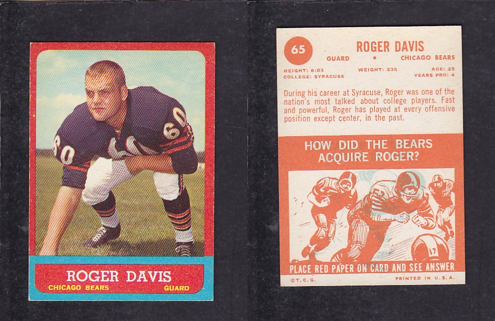 1963 NFL TOPPS FOOTBALL CARD #65 R. DAVIS photo 1963 NFL TOPPS FOOTBALL CARD #65 R. DAVIS photo