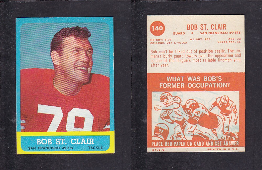 1963 NFL TOPPS FOOTBALL CARD #140 B. ST.CLAIR photo 1963 NFL TOPPS FOOTBALL CARD #140 B. ST.CLAIR photo