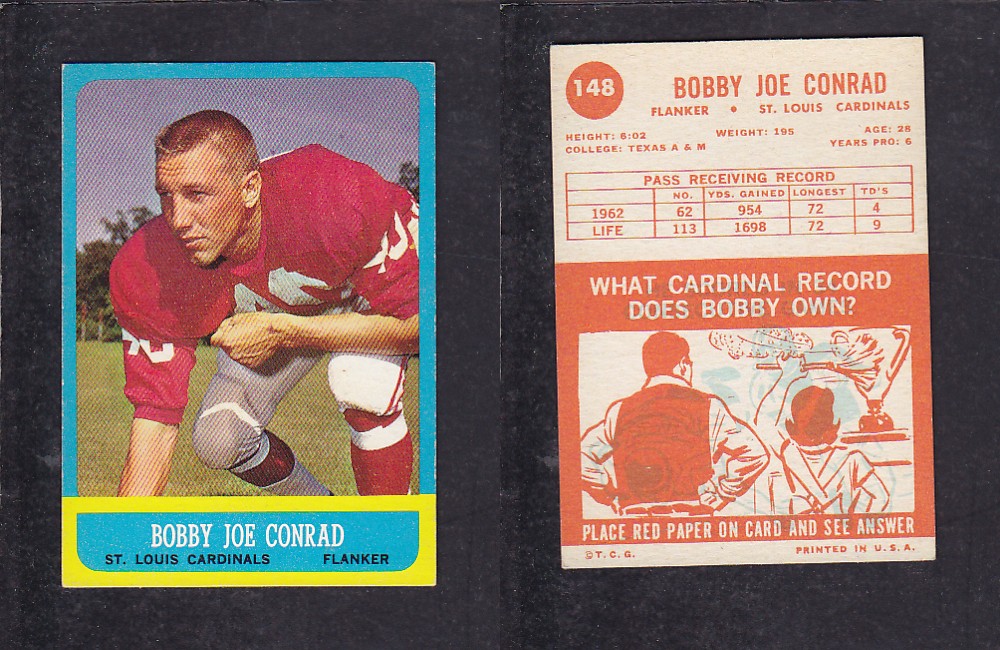 1963 NFL TOPPS FOOTBALL CARD #148 B. CONRAD photo 1963 NFL TOPPS FOOTBALL CARD #148 B. CONRAD photo