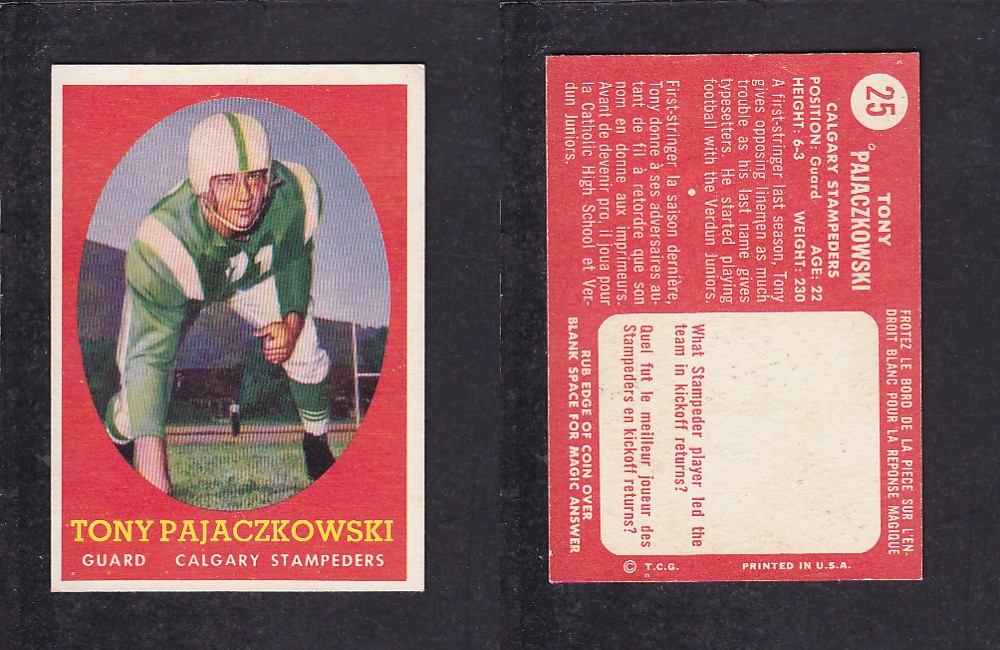 1958 NFL TOPPS FOOTBALL CARD #25 T. PAJASZKOWSKI photo 1958 NFL TOPPS FOOTBALL CARD #25 T. PAJASZKOWSKI photo