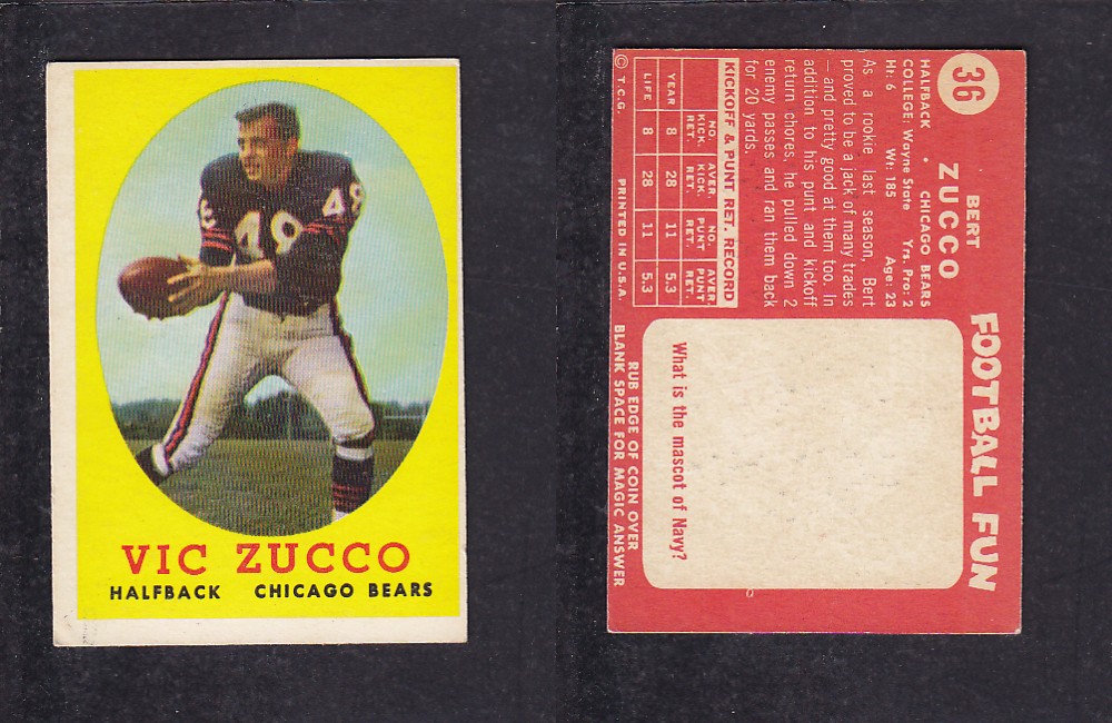 1958 NFL TOPPS FOOTBALL CARD #36 V. ZUCCO photo 1958 NFL TOPPS FOOTBALL CARD #36 V. ZUCCO photo