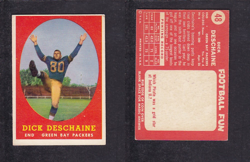 1958 NFL TOPPS FOOTBALL CARD #48 D. DESCHAINE photo 1958 NFL TOPPS FOOTBALL CARD #48 D. DESCHAINE photo
