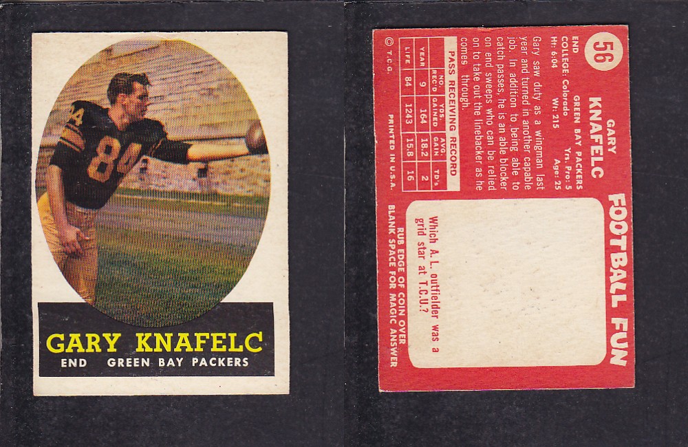 1958 NFL TOPPS FOOTBALL CARD #56 G. KNAFELC photo 1958 NFL TOPPS FOOTBALL CARD #56 G. KNAFELC photo