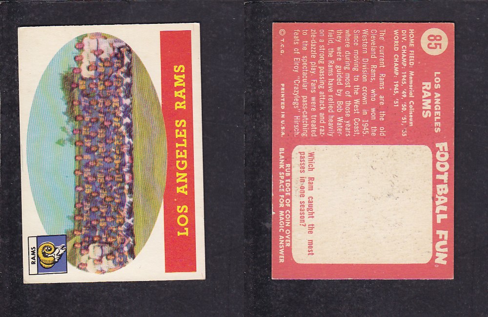 1958 NFL TOPPS FOOTBALL CARD #85 LOS ANGELES RAMS photo 1958 NFL TOPPS FOOTBALL CARD #85 LOS ANGELES RAMS photo