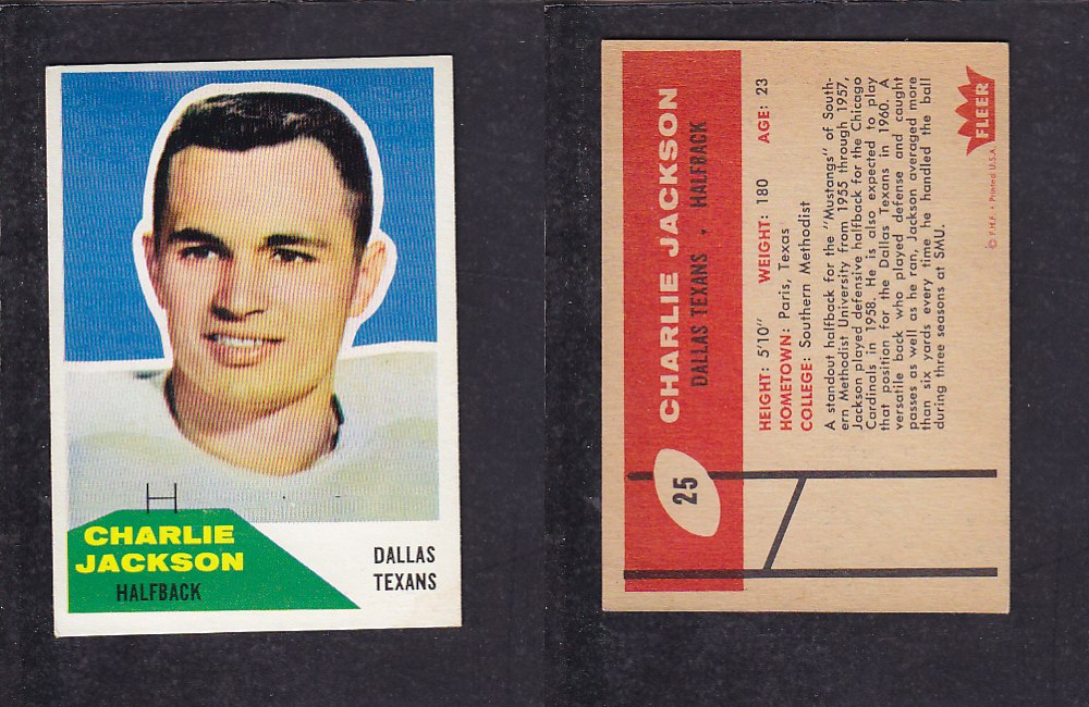 1960 NFL FLEER FOOTBALL CARD #25 C. JACKSON photo 1960 NFL FLEER FOOTBALL CARD #25 C. JACKSON photo
