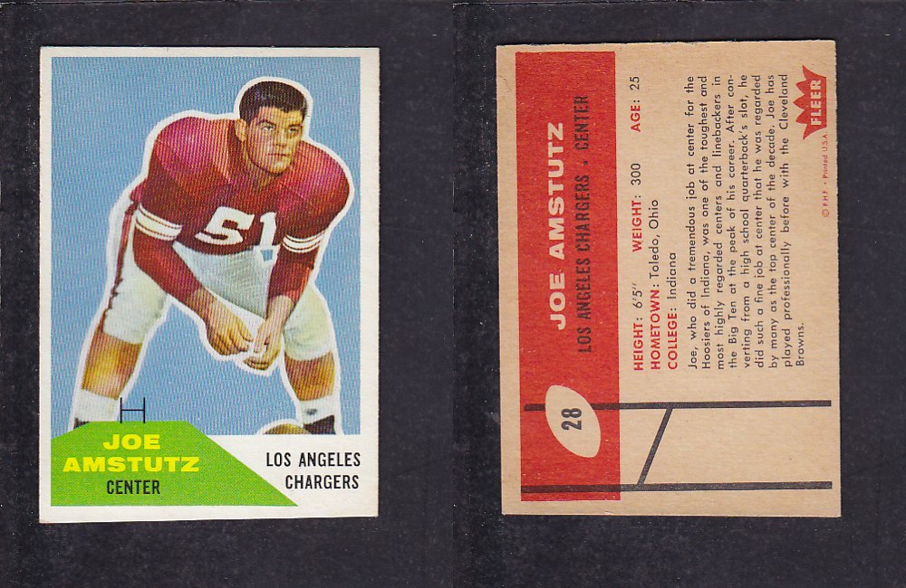 1960 NFL FLEER FOOTBALL CARD #28 J. AMSTUTZ photo 1960 NFL FLEER FOOTBALL CARD #28 J. AMSTUTZ photo