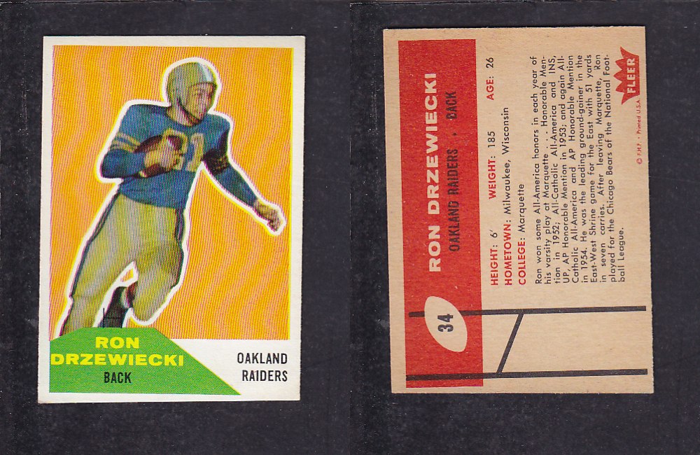 1960 NFL FLEER FOOTBALL CARD #34 R. DRZEWIECKI photo 1960 NFL FLEER FOOTBALL CARD #34 R. DRZEWIECKI photo