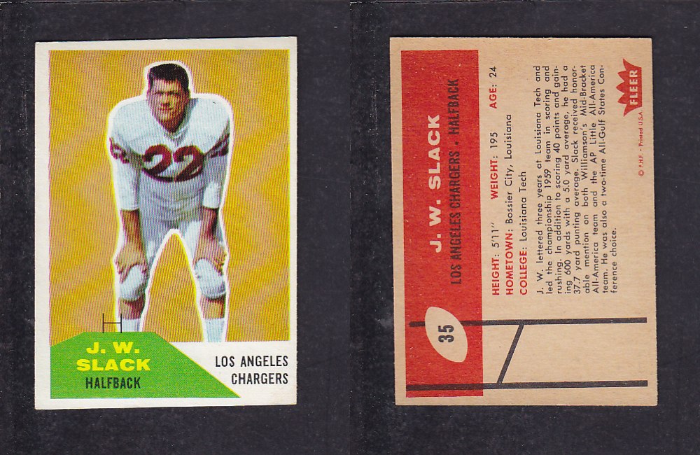 1960 NFL FLEER FOOTBALL CARD #35 J. SLACK photo 1960 NFL FLEER FOOTBALL CARD #35 J. SLACK photo