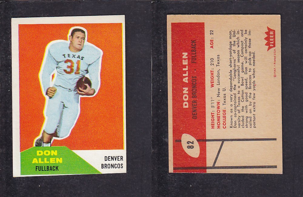 1960 NFL FLEER FOOTBALL CARD #82 D. ALLEN photo 1960 NFL FLEER FOOTBALL CARD #82 D. ALLEN photo